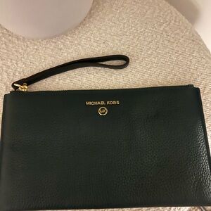 Michael Kors Leather Wristlet with Gold Hardware